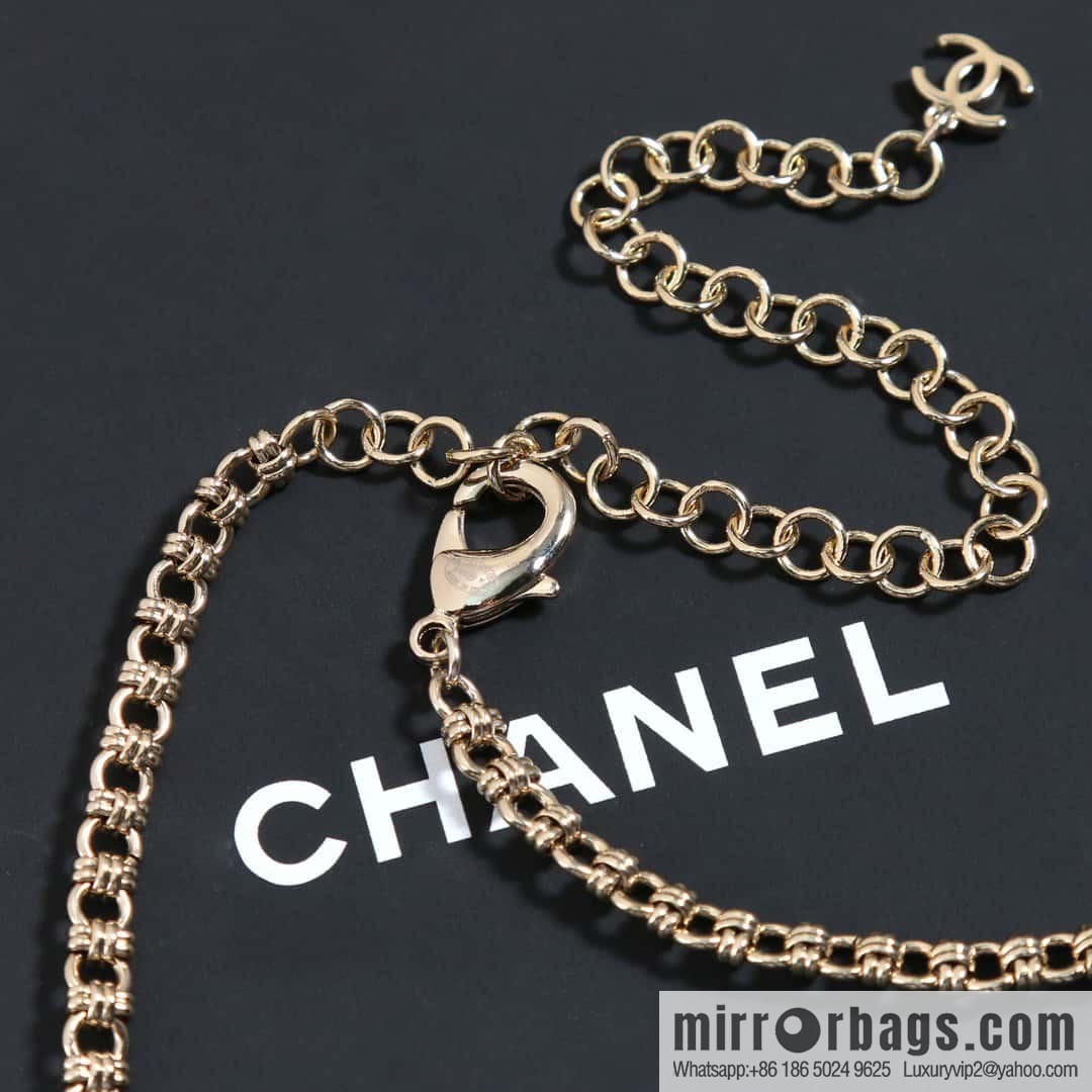☀️New ☑️ Chanel double c black leather rope peach heart love necklace waist chain belt