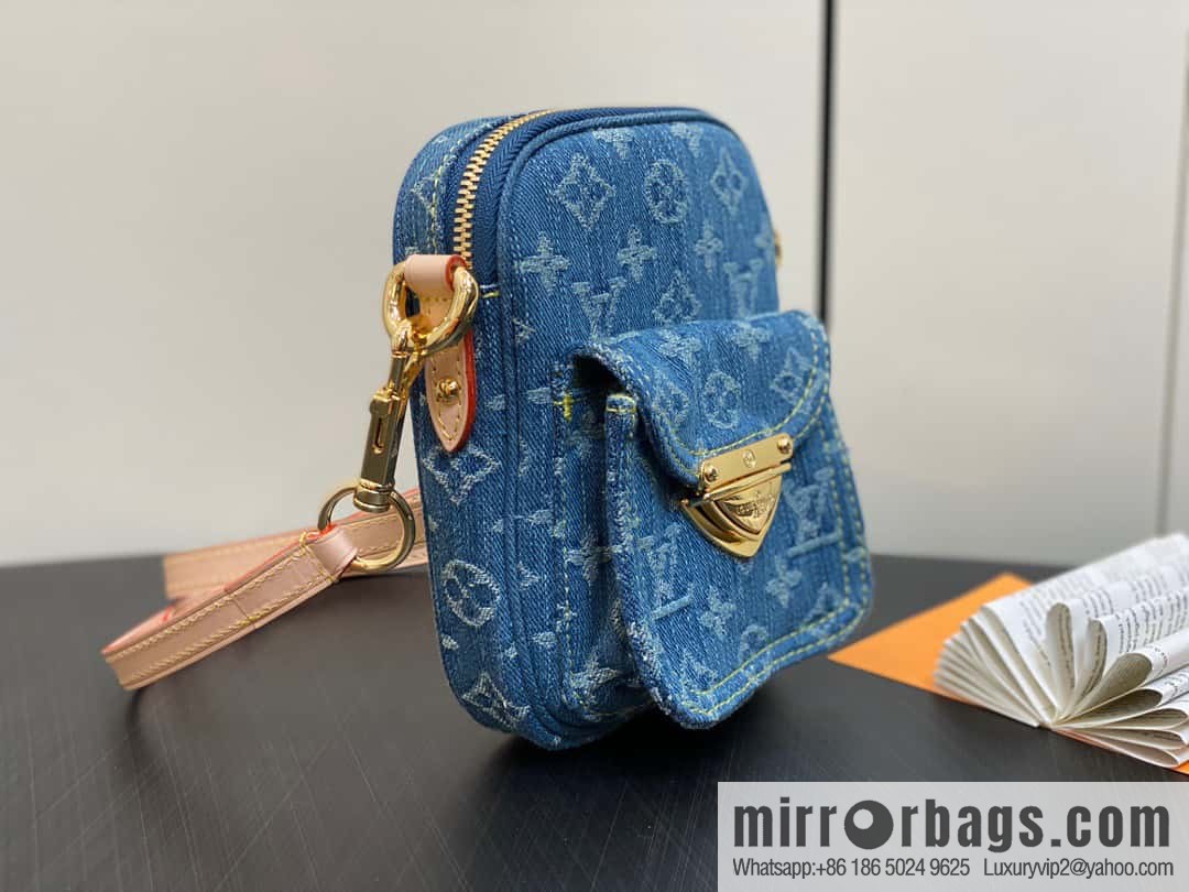 [Boutique‑grade] M82948 blue denim, mailman bag series Fairfax Pochette handbag