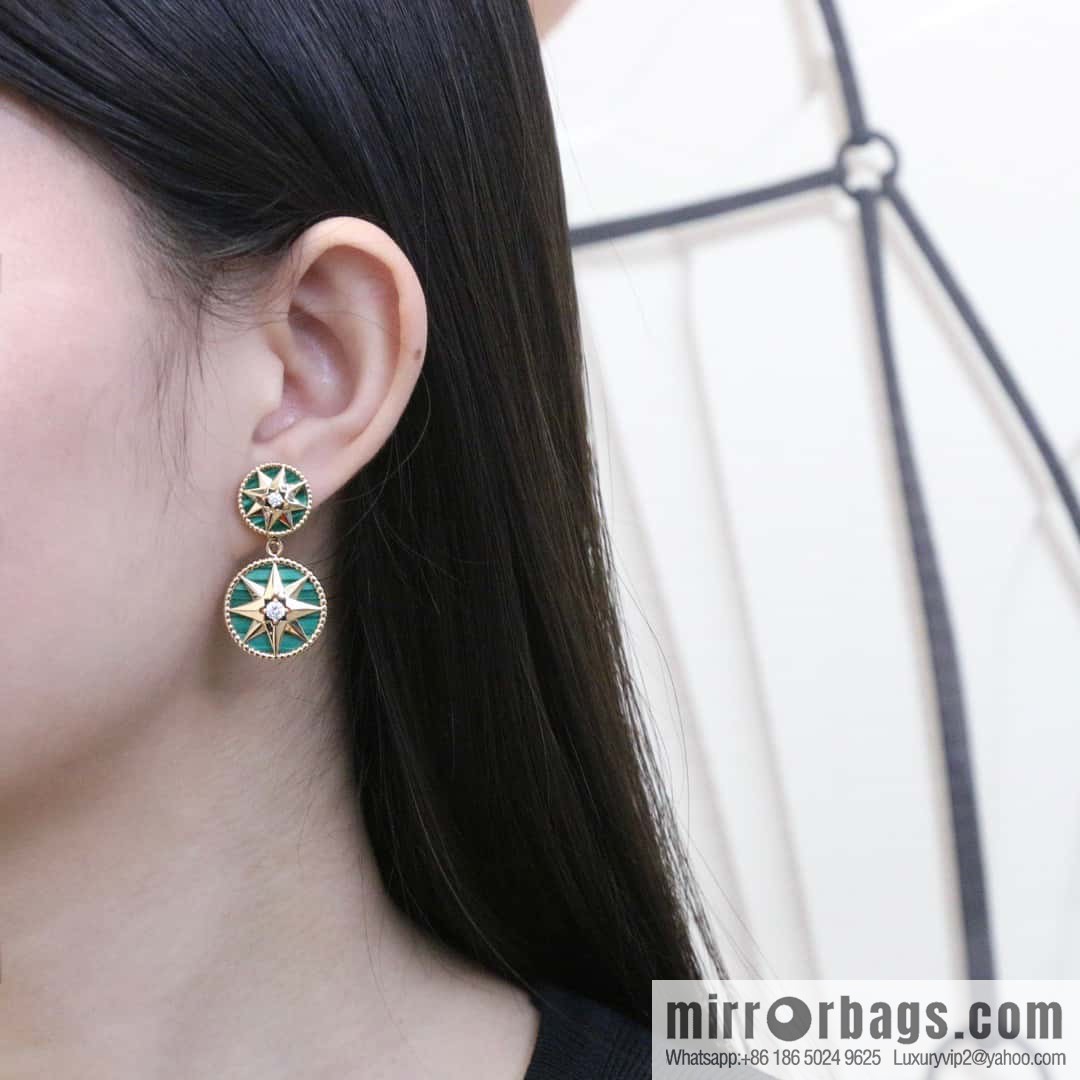 New ☑️ Dior octagram malachite compass stud earrings
