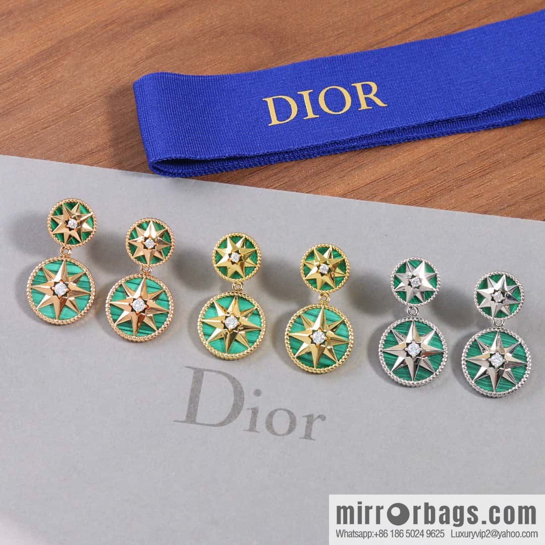 New ☑️ Dior octagram malachite compass stud earrings