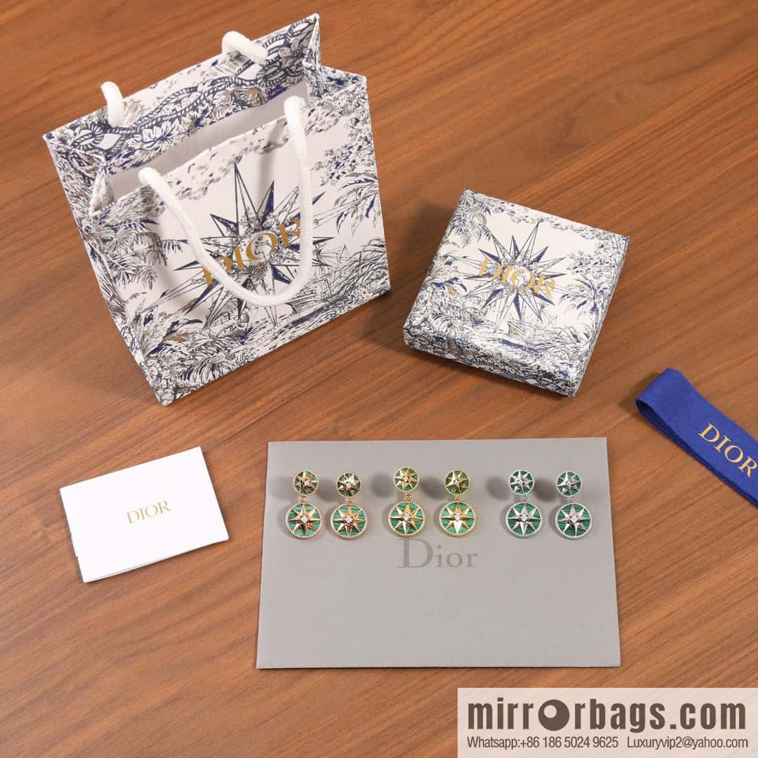 New ☑️ Dior octagram malachite compass stud earrings