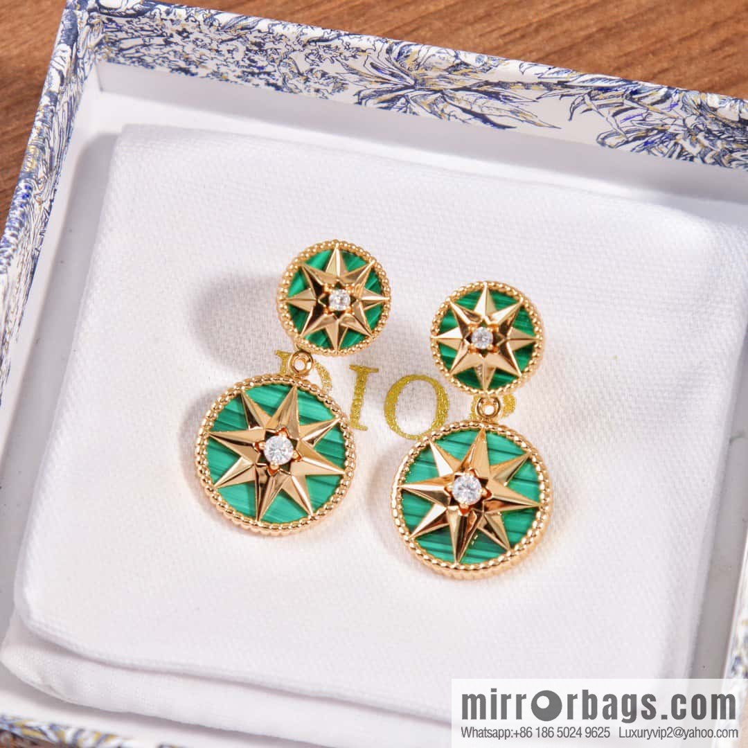 New ☑️ Dior octagram malachite compass stud earrings
