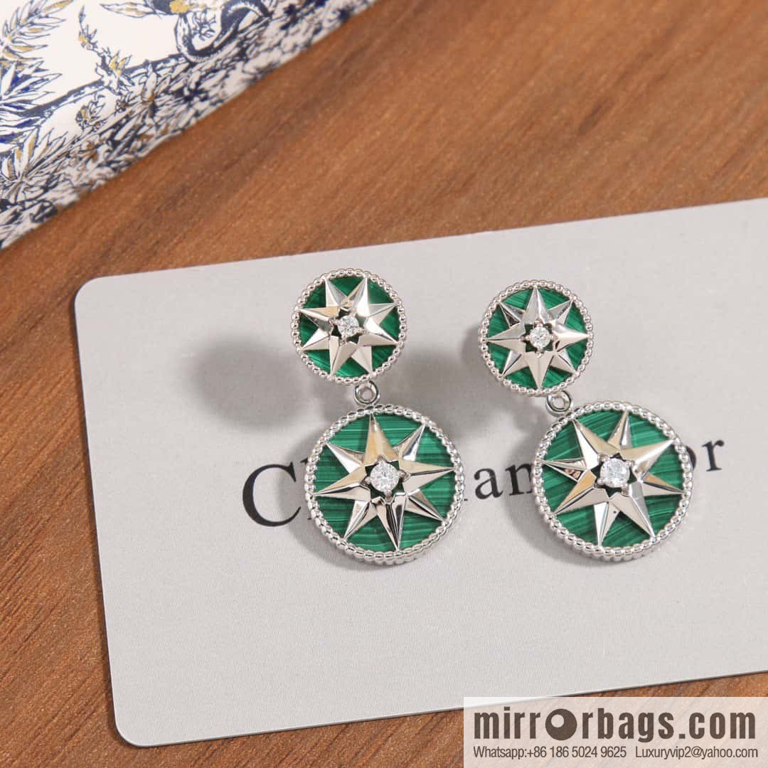 New ☑️ Dior octagram malachite compass stud earrings