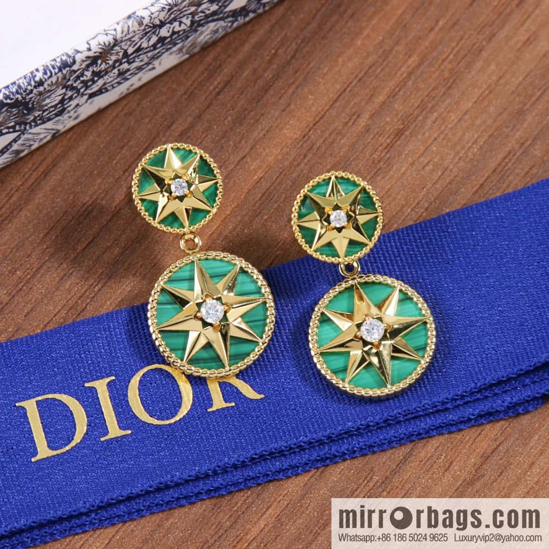 New ☑️ Dior octagram malachite compass stud earrings