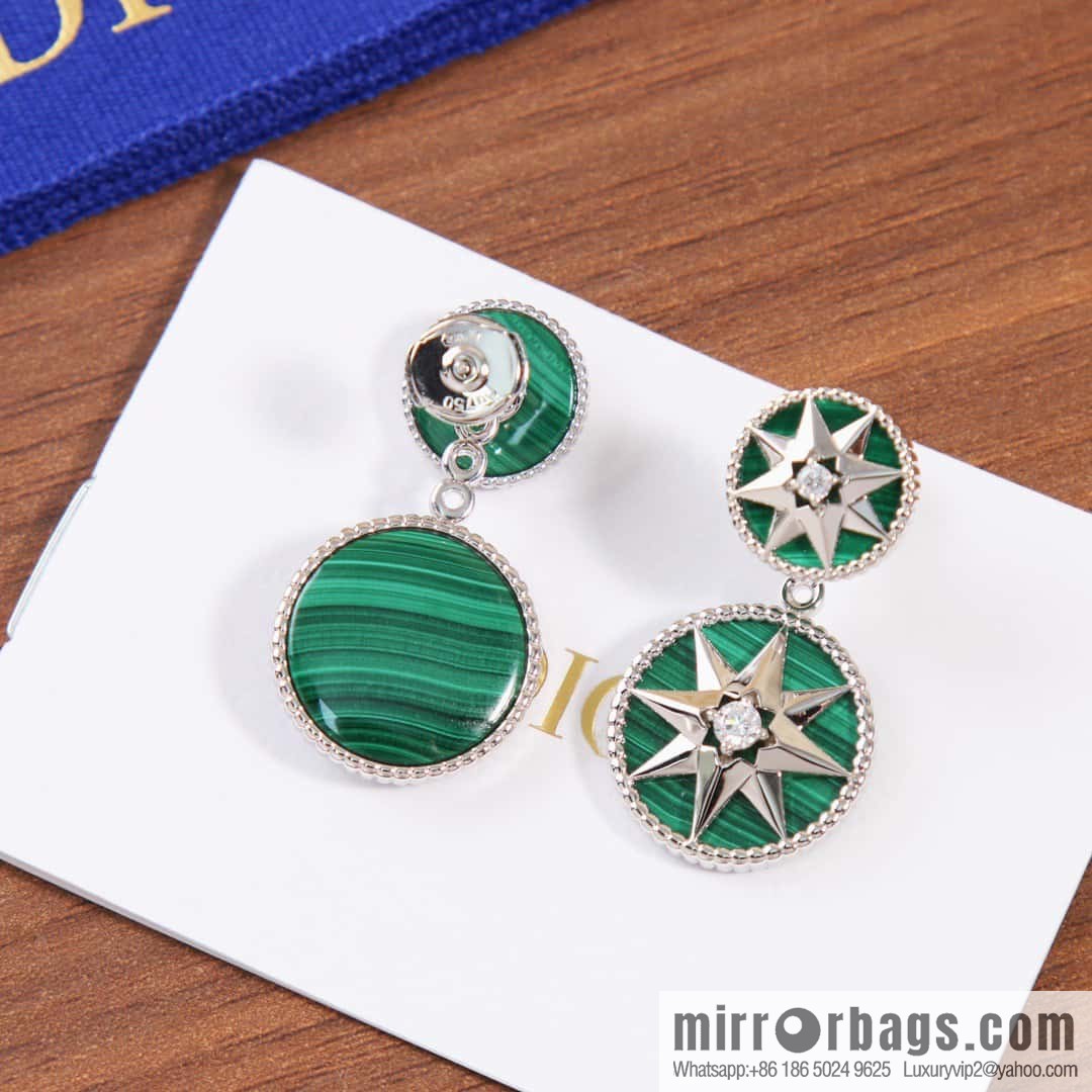 New ☑️ Dior octagram malachite compass stud earrings