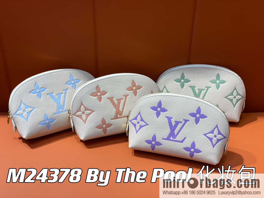 [Premium‑quality] M24378 silk screen beige, full leather pouch series By The Pool pouch