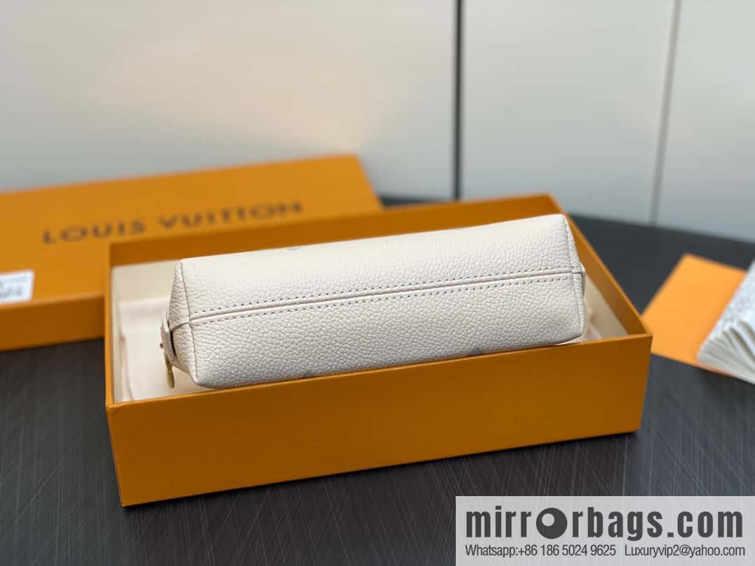 [Premium‑quality] M24378 silk screen beige, full leather pouch series By The Pool pouch