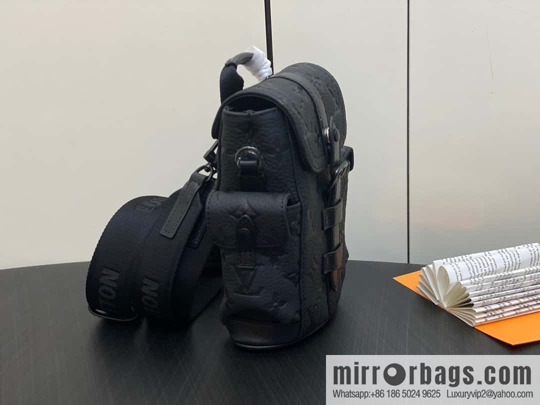 [Boutique‑grade] M82769 black full leather embossed, men's bag mini backpack series, autumn and winter new NANO CHRISTOPHER handbag