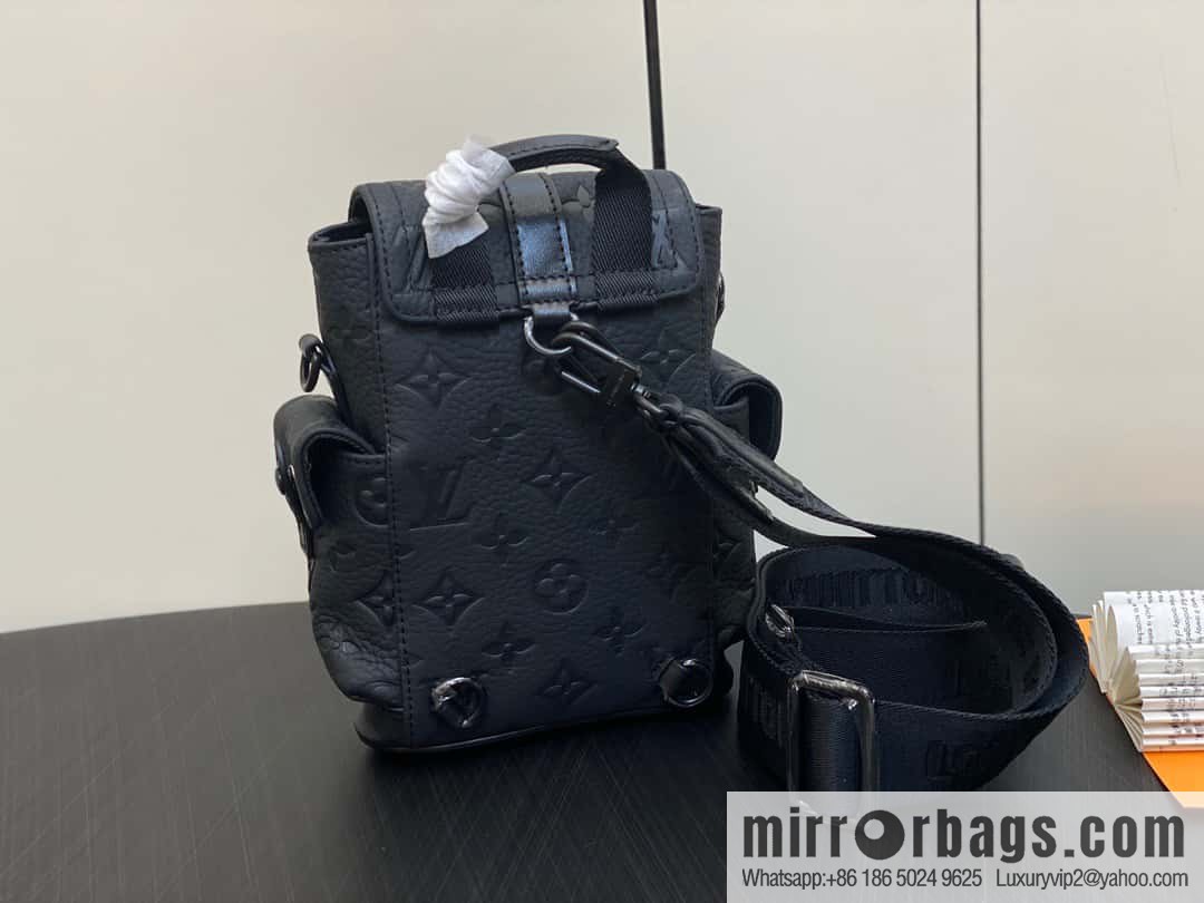 [Boutique‑grade] M82769 black full leather embossed, men's bag mini backpack series, autumn and winter new NANO CHRISTOPHER handbag