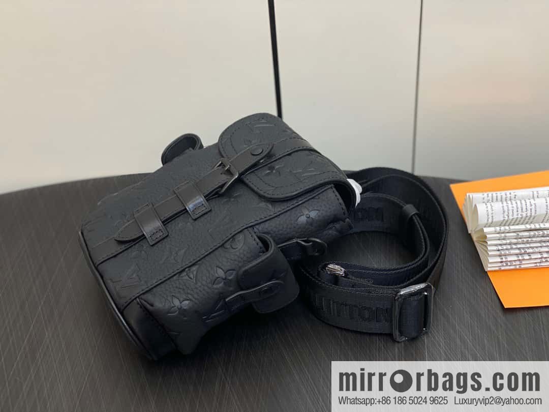 [Boutique‑grade] M82769 black full leather embossed, men's bag mini backpack series, autumn and winter new NANO CHRISTOPHER handbag