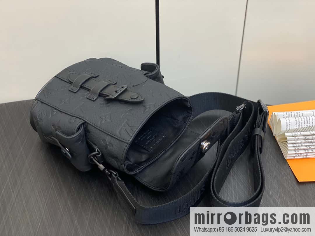 [Boutique‑grade] M82769 black full leather embossed, men's bag mini backpack series, autumn and winter new NANO CHRISTOPHER handbag