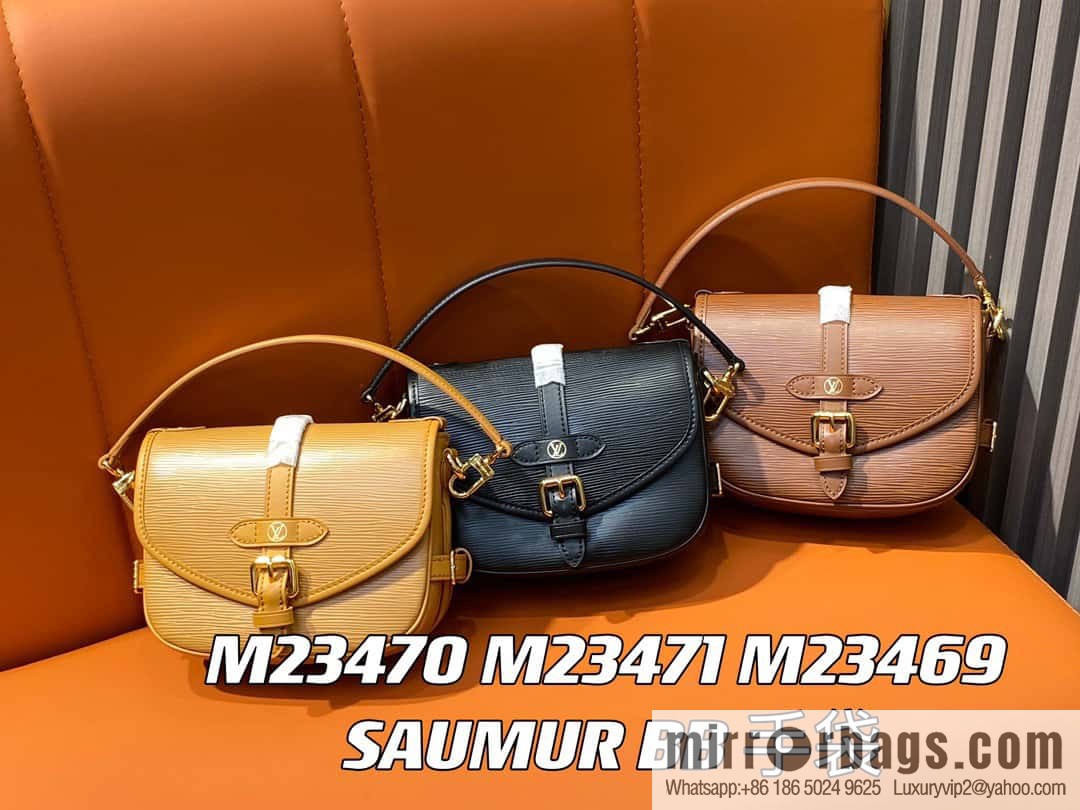 [Boutique‑grade] M23470 dark brown M23471 caramel M23469 epi saddle bag series SAUMUR BB handbag