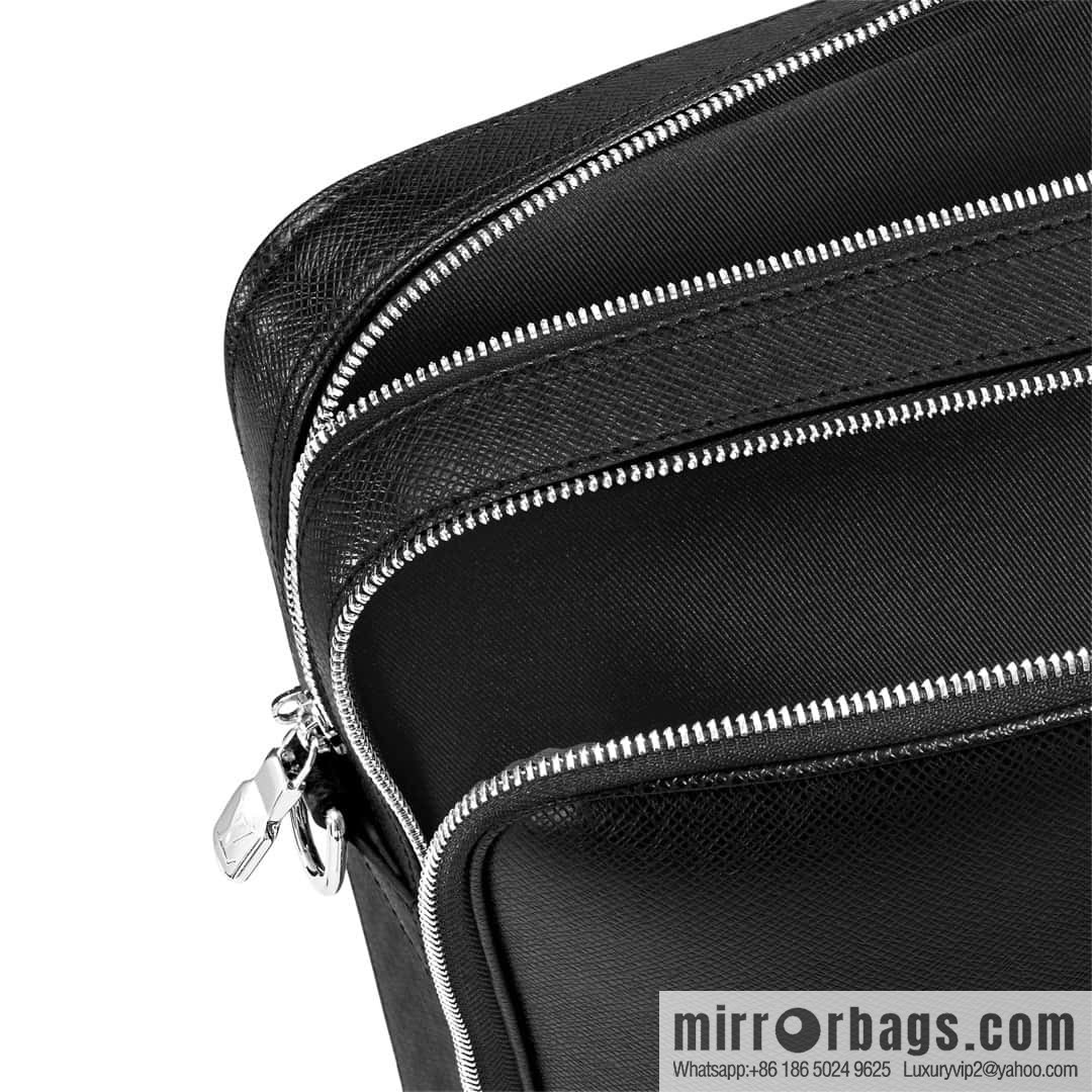 [Boutique‑grade] M30967 black full leather cross pattern briefcase series, this Voyage large briefcase