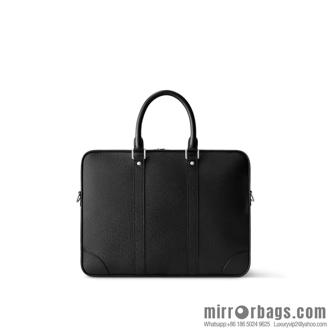 [Boutique‑grade] M30967 black full leather cross pattern briefcase series, this Voyage large briefcase