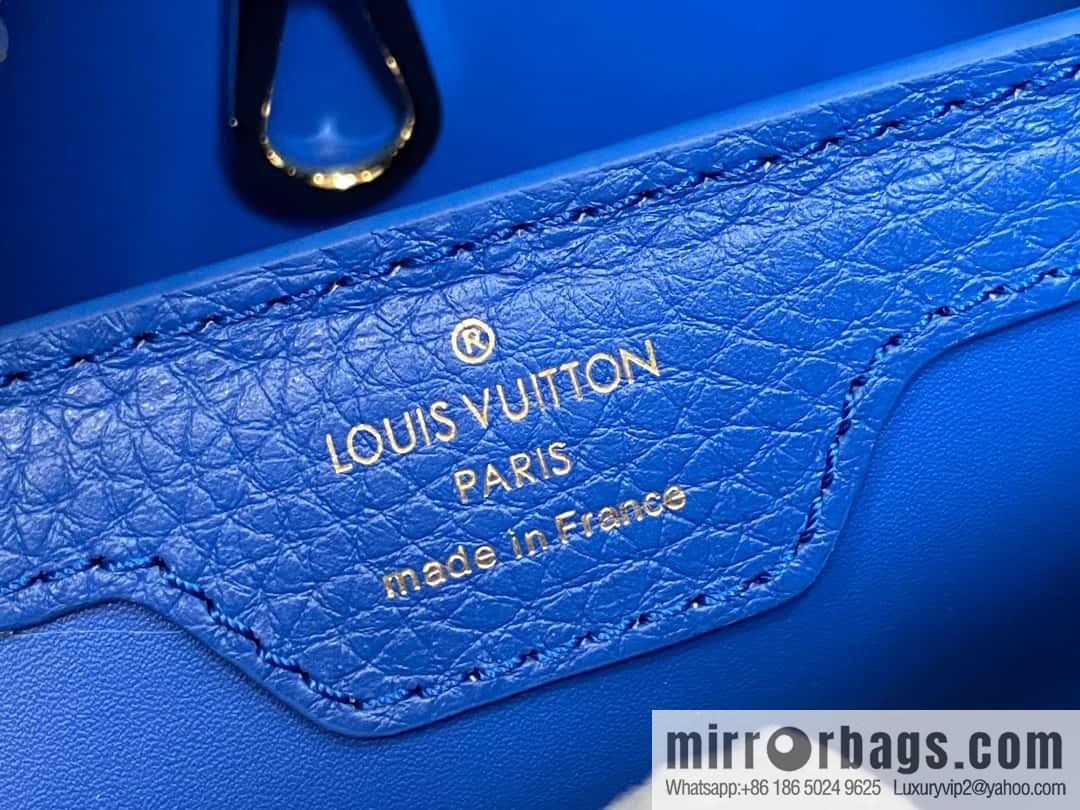 [Boutique‑grade] M81409 blue ostrich, full leather cap that English series Capucines small handbag