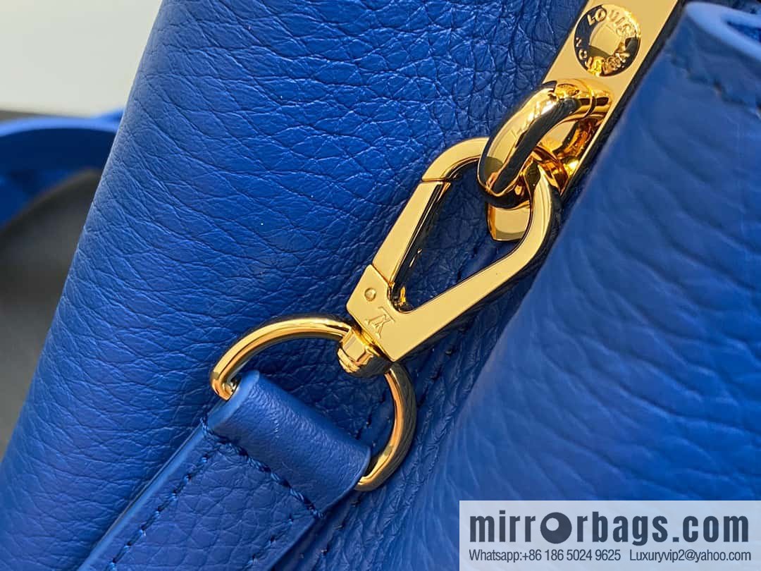 [Boutique‑grade] M81409 blue ostrich, full leather cap that English series Capucines small handbag