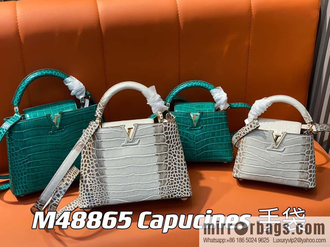[Boutique‑grade] M48865 Himalayan, crocodile pattern full leather cap that English series Capucines mini handbag