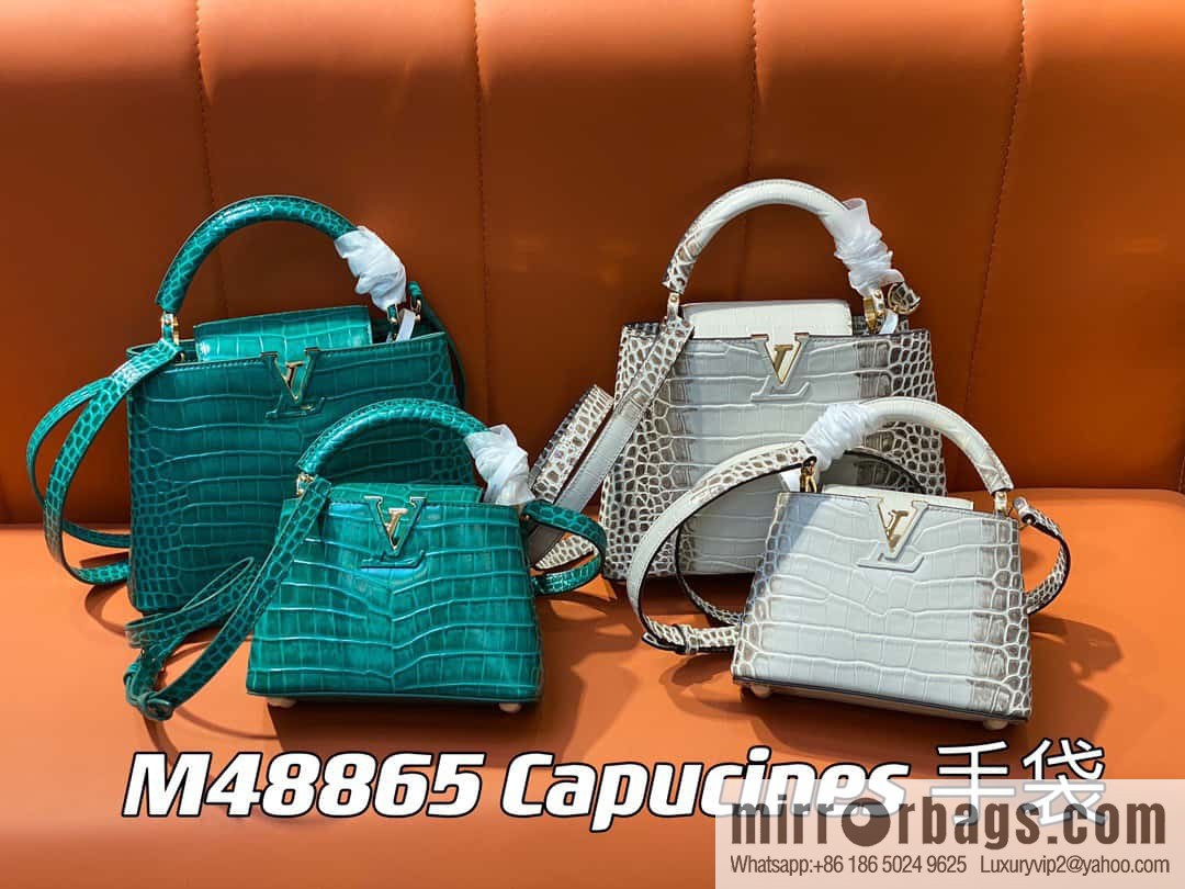 [Boutique‑grade] M48865 Himalayan, crocodile pattern full leather cap that English series Capucines mini handbag
