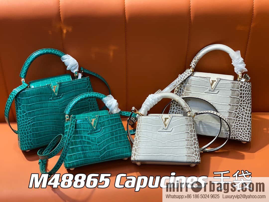 [Boutique‑grade] M48865 Himalayan, crocodile pattern full leather cap that English series Capucines BB handbag