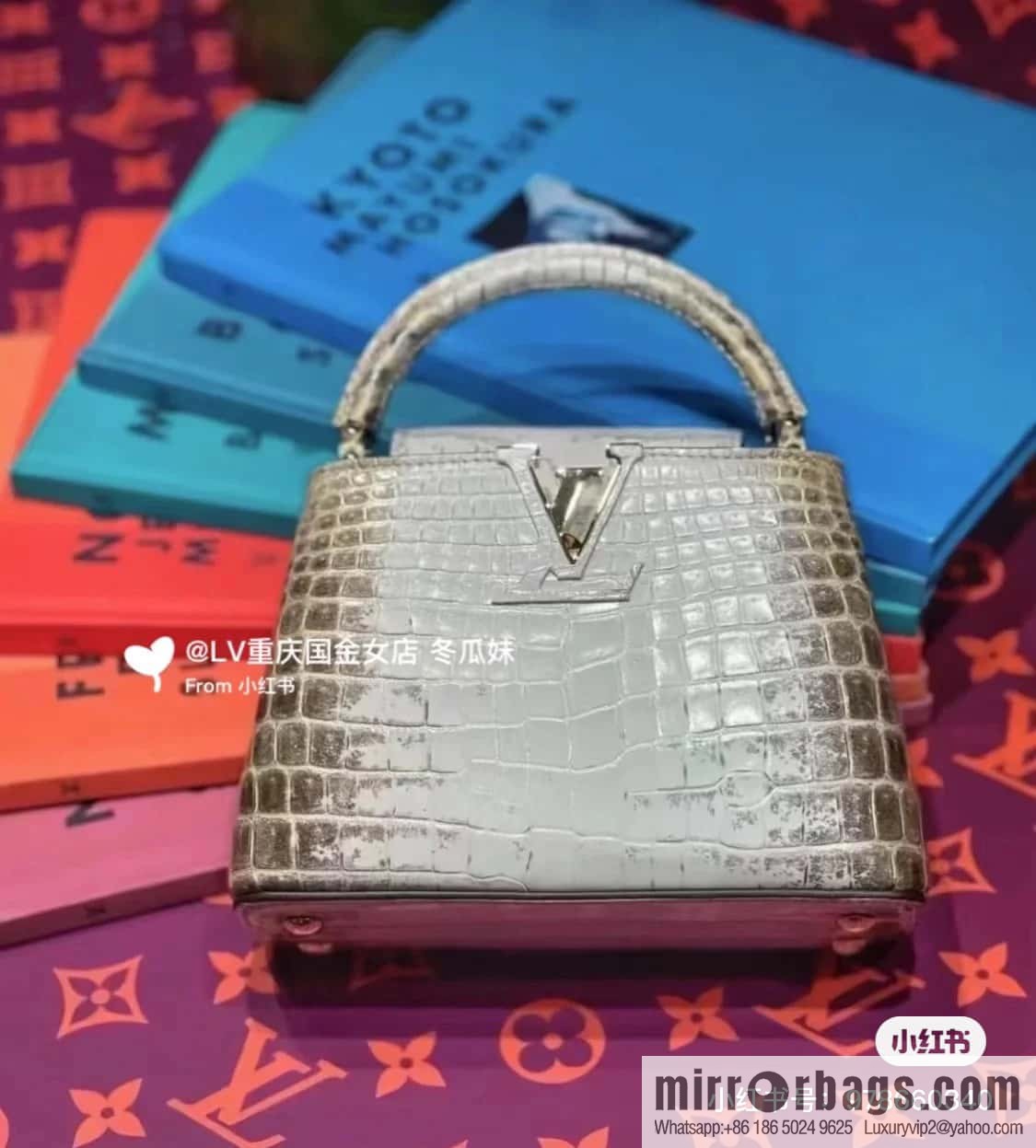 [Boutique‑grade] M48865 Himalayan, crocodile pattern full leather cap that English series Capucines BB handbag