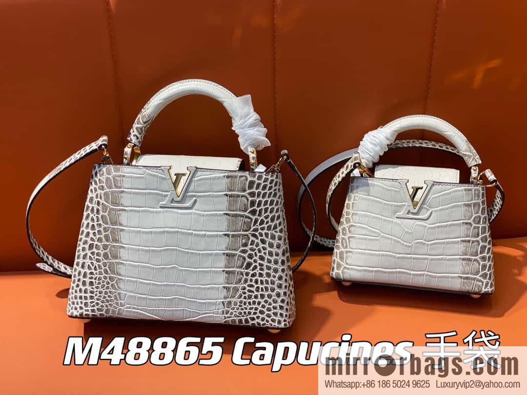 [Boutique‑grade] M48865 Himalayan, crocodile pattern full leather cap that English series Capucines mini handbag