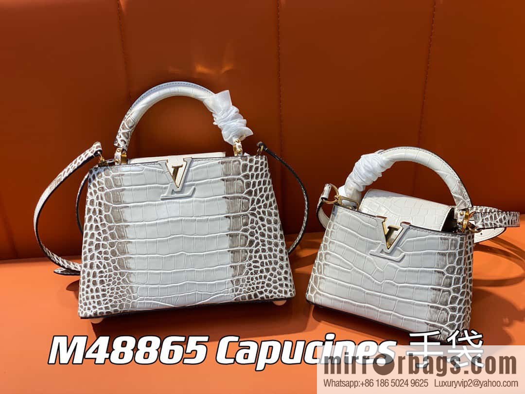 [Boutique‑grade] M48865 Himalayan, crocodile pattern full leather cap that English series Capucines mini handbag