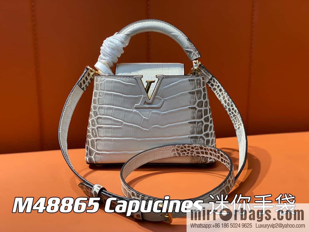 [Boutique‑grade] M48865 Himalayan, crocodile pattern full leather cap that English series Capucines mini handbag