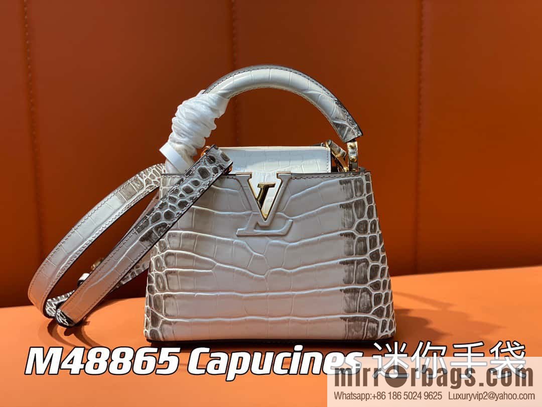 [Boutique‑grade] M48865 Himalayan, crocodile pattern full leather cap that English series Capucines mini handbag