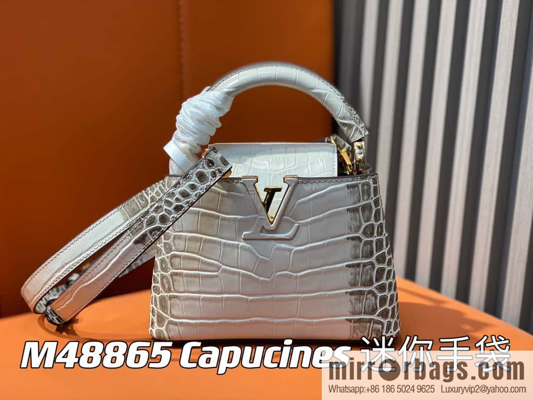[Boutique‑grade] M48865 Himalayan, crocodile pattern full leather cap that English series Capucines mini handbag