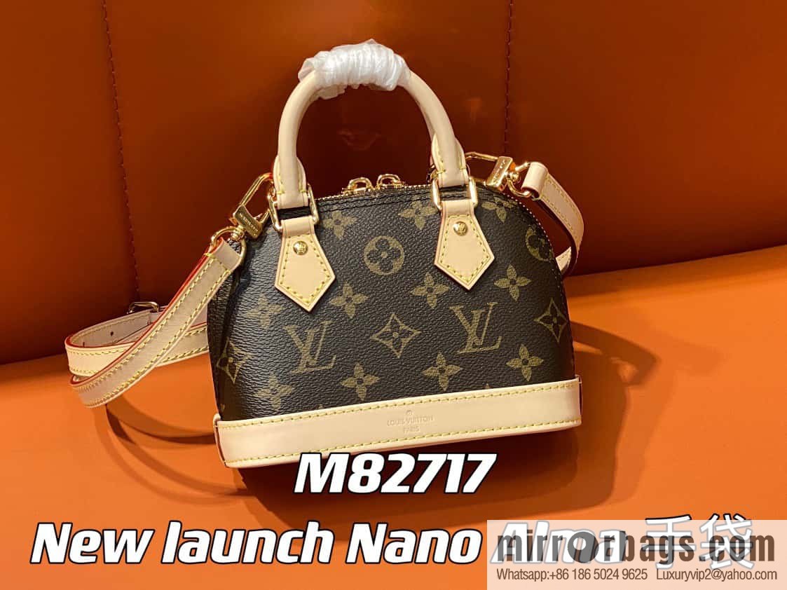 [Premium‑quality] M82717 monogram mini shell bag series New launch Nano Alma handbag