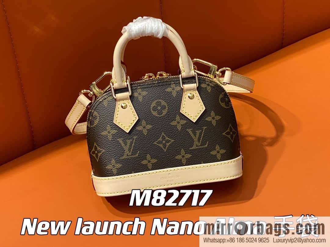 [Premium‑quality] M82717 monogram mini shell bag series New launch Nano Alma handbag