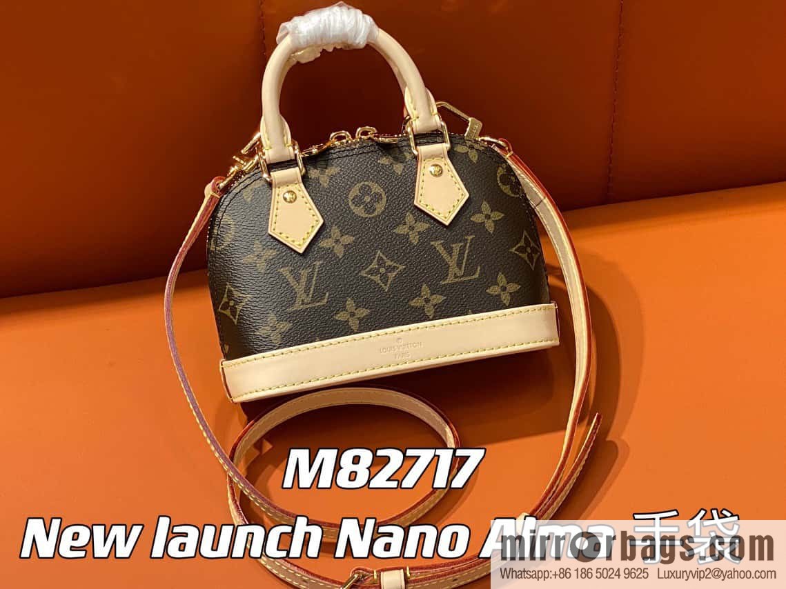 [Premium‑quality] M82717 monogram mini shell bag series New launch Nano Alma handbag