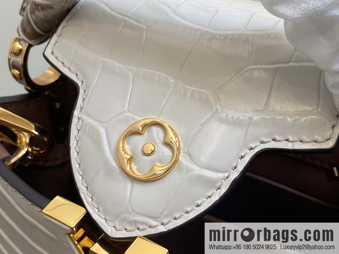 [Boutique‑grade] M48865 Himalayan, crocodile pattern full leather cap that English series Capucines mini handbag