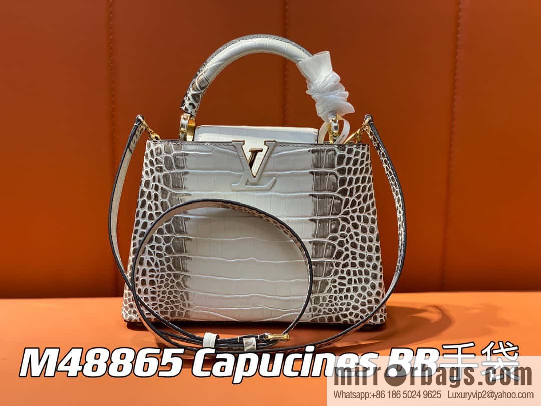[Boutique‑grade] M48865 Himalayan, crocodile pattern full leather cap that English series Capucines BB handbag