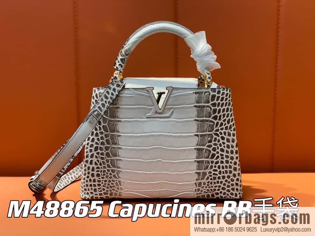 [Boutique‑grade] M48865 Himalayan, crocodile pattern full leather cap that English series Capucines BB handbag
