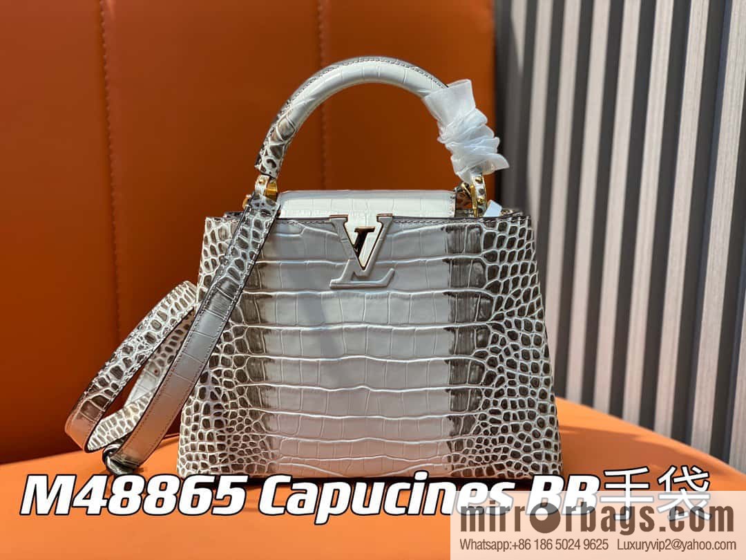 [Boutique‑grade] M48865 Himalayan, crocodile pattern full leather cap that English series Capucines BB handbag