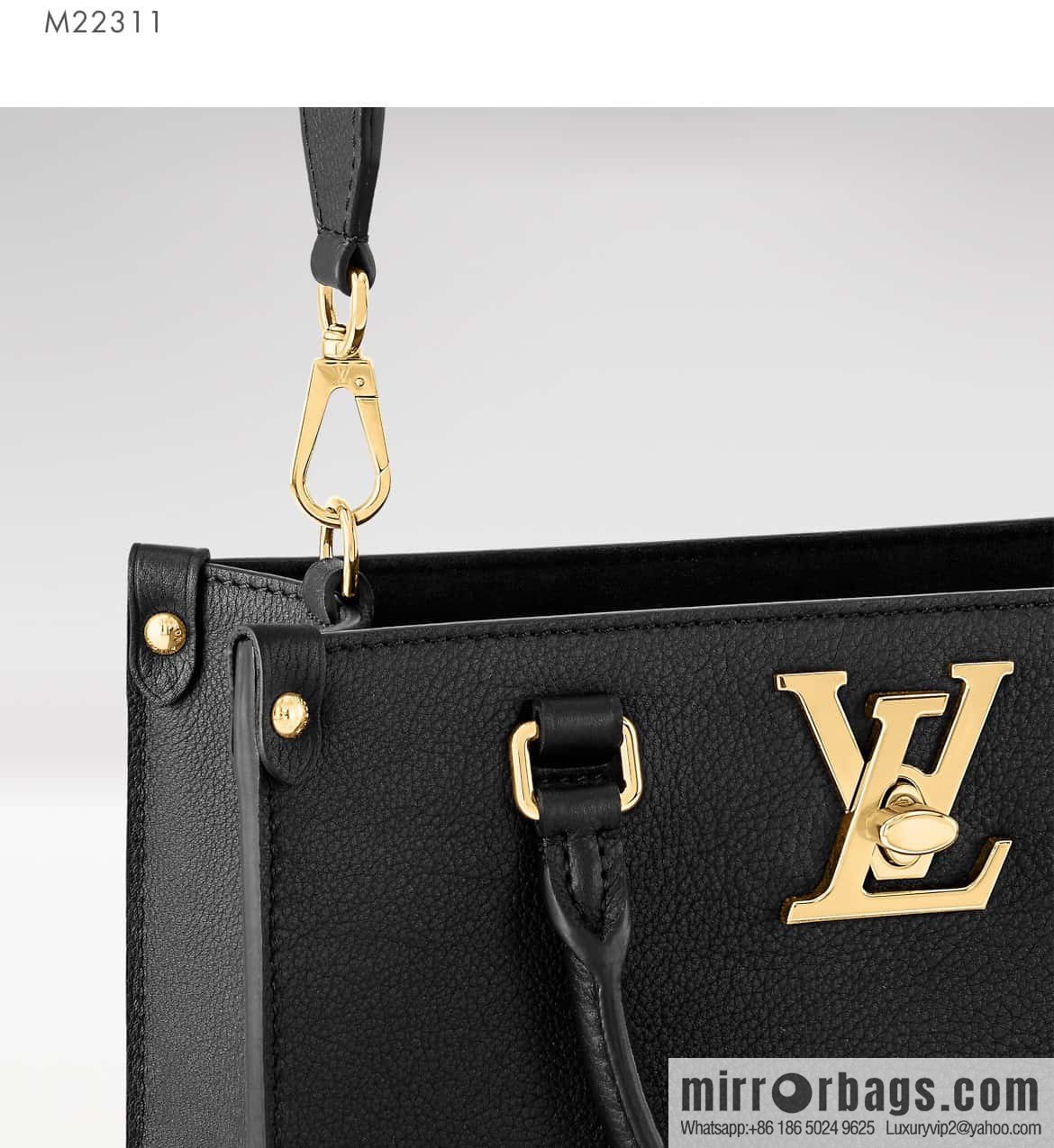 [Boutique‑grade] M22311 black full leather square bag series Lock & Go handbag M23637