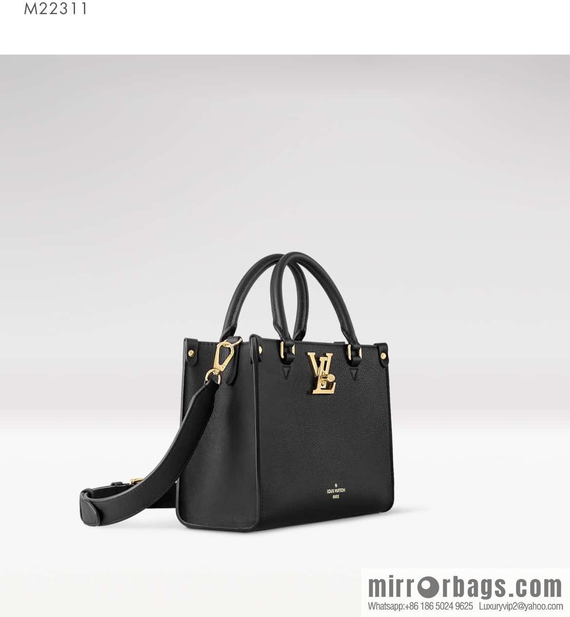 [Boutique‑grade] M22311 black full leather square bag series Lock & Go handbag M23637