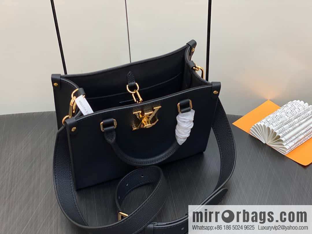 [Boutique‑grade] M22311 black full leather square bag series Lock & Go handbag M23637