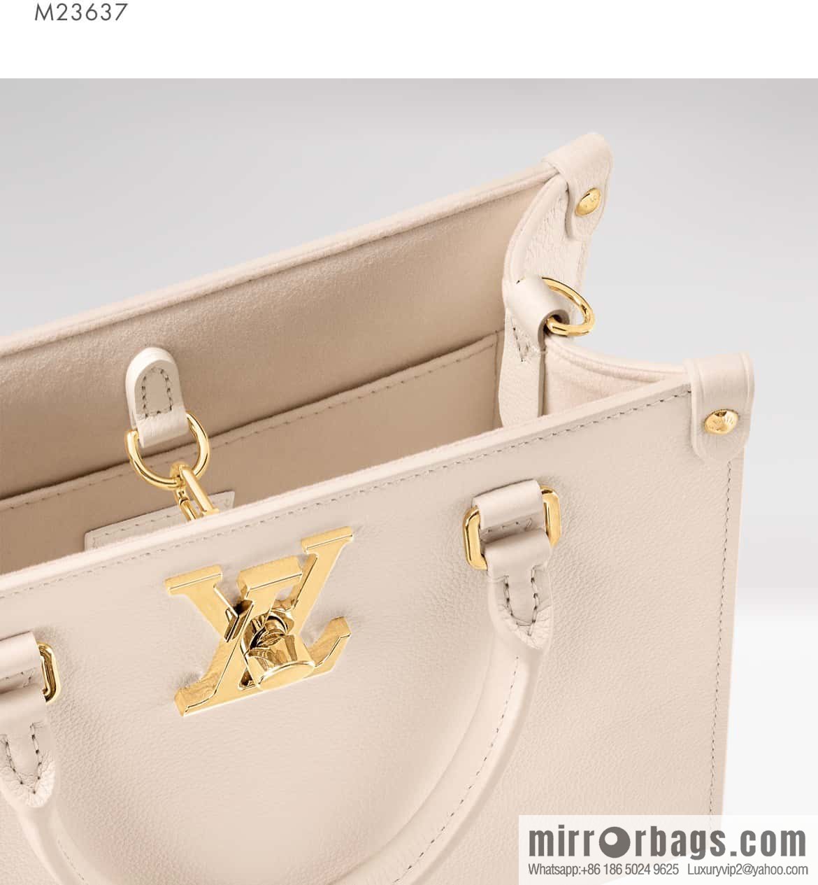 [Boutique‑grade] M23637 white, full leather square bag series Lock & Go handbag M22311