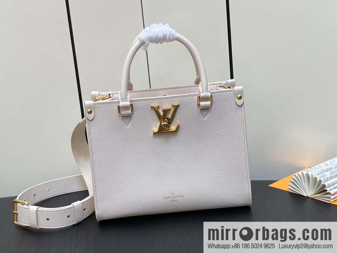 [Boutique‑grade] M23637 white, full leather square bag series Lock & Go handbag M22311