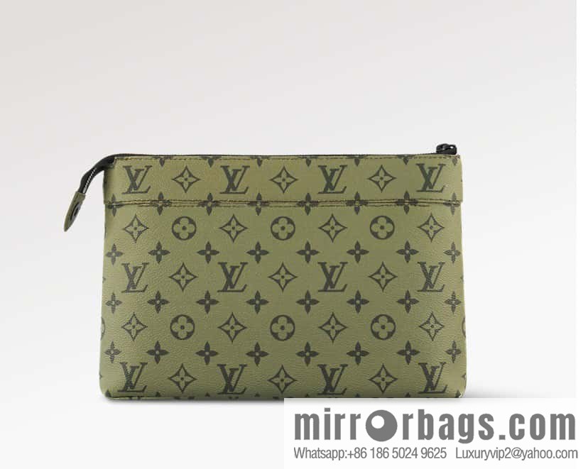 [Boutique‑grade] M82008 green flower clutch bag series Pochette Voyage Souple clutch bag Keepall Bandoulière 25 handbag