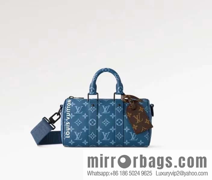 [Boutique‑grade] M46803 Blue Flower, Men's Bag Pillow Bag Series KEEPALL BANDOULIZRE 25 Handbag