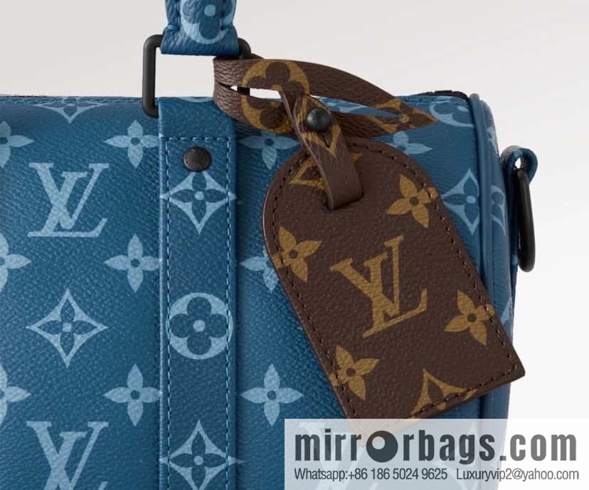 [Boutique‑grade] M46803 Blue Flower, Men's Bag Pillow Bag Series KEEPALL BANDOULIZRE 25 Handbag