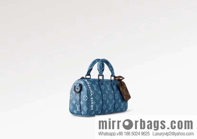 [Boutique‑grade] M46803 Blue Flower, Men's Bag Pillow Bag Series KEEPALL BANDOULIZRE 25 Handbag