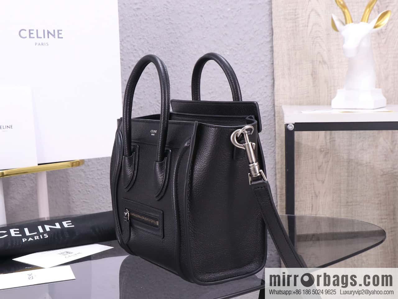 [Premium quality, all-steel hardware] Celine nano Luggage smiley face bag, model 168243