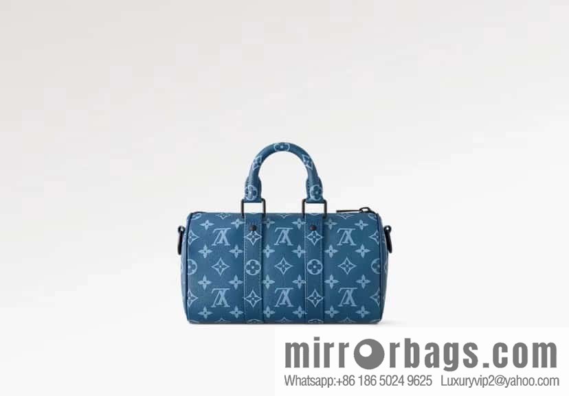 [Boutique‑grade] M46803 Blue Flower, Men's Bag Pillow Bag Series KEEPALL BANDOULIZRE 25 Handbag