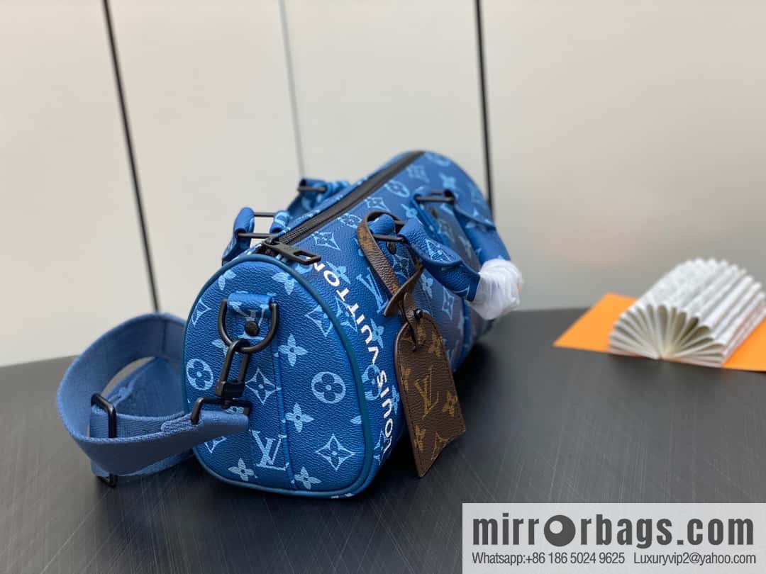 [Boutique‑grade] M46803 Blue Flower, Men's Bag Pillow Bag Series KEEPALL BANDOULIZRE 25 Handbag