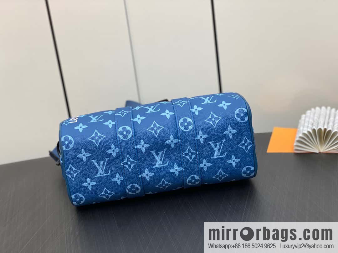 [Boutique‑grade] M46803 Blue Flower, Men's Bag Pillow Bag Series KEEPALL BANDOULIZRE 25 Handbag