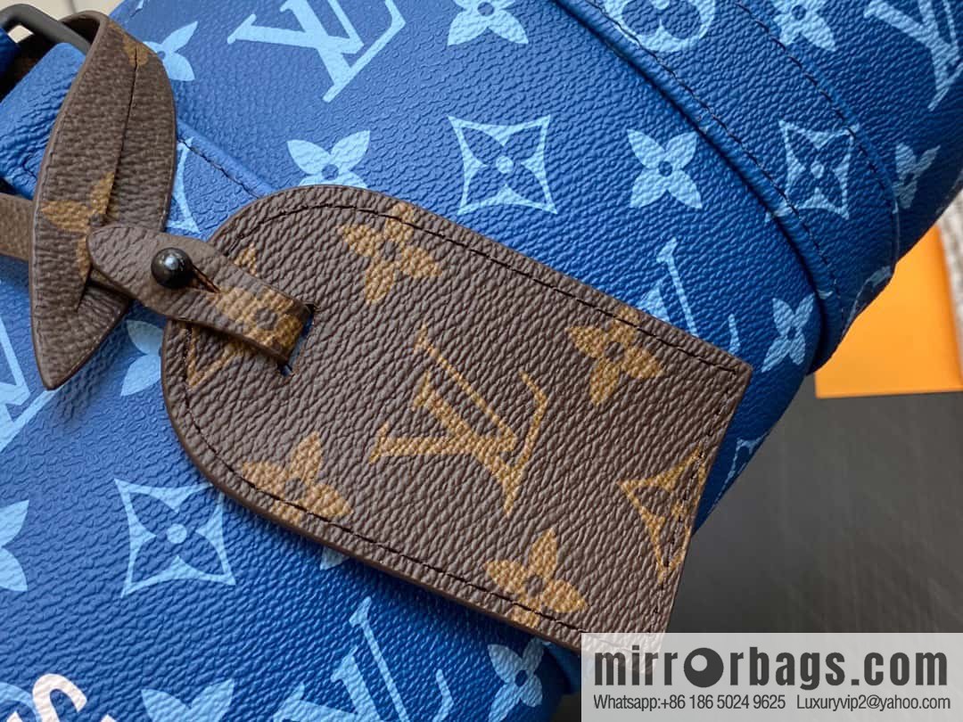 [Boutique‑grade] M46803 Blue Flower, Men's Bag Pillow Bag Series KEEPALL BANDOULIZRE 25 Handbag